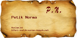 Petik Norma névjegykártya